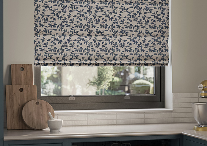 Oak Leaves Velvet, Monochrome - Roman Blind - Image 5